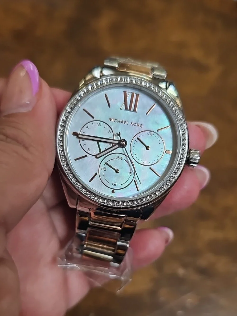 Michael Kors Women’s Two-Tone Mother-of-Pearl Dial Watch - Silver & Rose Gold